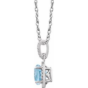 Sterling Silver Sky Blue Topaz & .01 CTW Diamond 18" Necklace