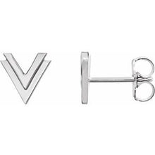 Load image into Gallery viewer, Sterling Silver 8 mm Double V Earrings
