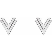Load image into Gallery viewer, Sterling Silver 8 mm Double V Earrings
