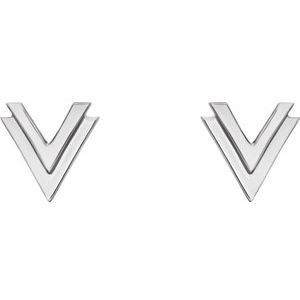 Sterling Silver 8 mm Double V Earrings
