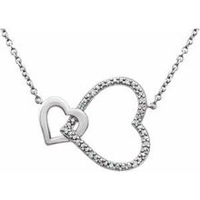 Charger l&#39;image dans la galerie, Sterling Silver .03 CTW Diamond Interlocking Heart 18&quot; Necklace
