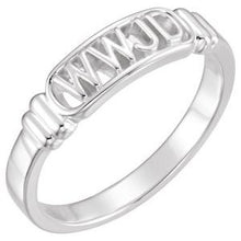 Load image into Gallery viewer, Sterling Silver What Would Jesus Do Ring Size 8 Ladies
