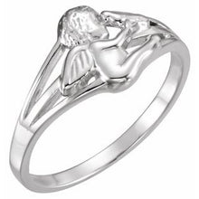 Load image into Gallery viewer, Sterling Silver 9.7 mm Cherub &amp; Dove Ring
