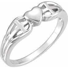 Load image into Gallery viewer, Sterling Silver 5.7 mm Heart &amp; Cross Ring
