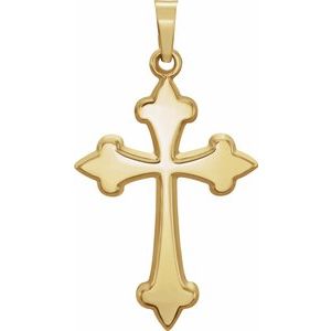 14K Yellow 32.2x17.7 mm Hollow Cross Pendant