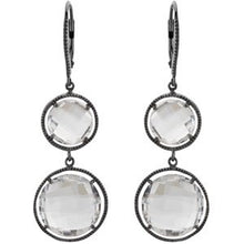 Load image into Gallery viewer, Black Rhodium-Plated Sterling Silver Clear Quartz Earrings
