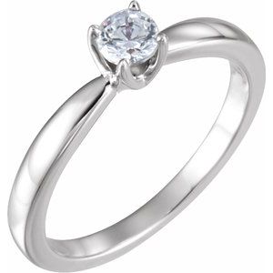14K White 3/8 CTW Round Solitaire Engagement Ring