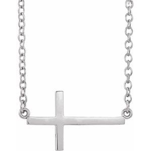 Sterling Silver 22x11.5 mm Sideways Cross 16-18