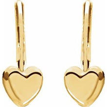 Load image into Gallery viewer, 14K Yellow Heart Lever Back Earrings
