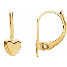Load image into Gallery viewer, 14K Yellow Heart Lever Back Earrings
