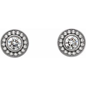Beaded Bezel-Set Earrings 