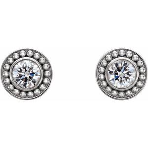 Platinum 1/2 CTW Diamond Beaded Earrings