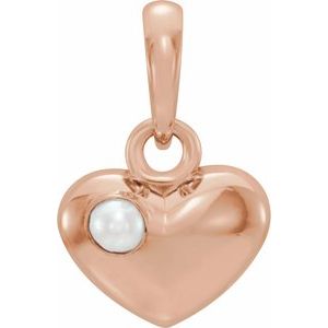 Sterling Silver Freshwater Cultured Pearl Heart Pendant