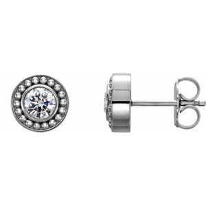 Platinum 1/2 CTW Diamond Beaded Earrings
