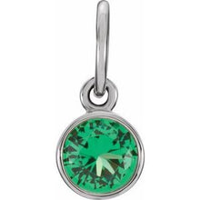 Charger l&#39;image dans la galerie, Sterling Silver 4 mm Round Imitation Emerald Birthstone Charm
