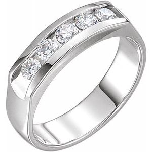 14K White 3/4 CTW Diamond Men's Band
