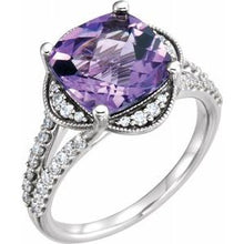 Load image into Gallery viewer, Platinum Amethyst &amp; 3/8 CTW Diamond Ring

