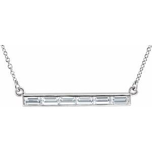 Platinum 3/4 CTW Diamond Bar 17" Necklace