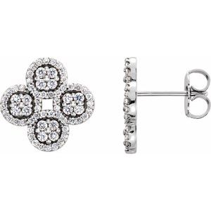 Platinum 1/2 CTW Diamond Clover Earrings