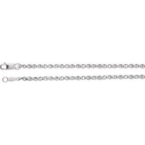 Sterling Silver 2 mm 24" Rope Chain with Lobster Clasp