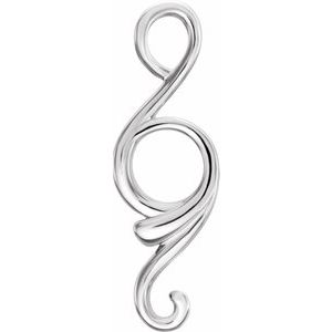 Sterling Silver 28.5x9.3 mm Freeform Pendant