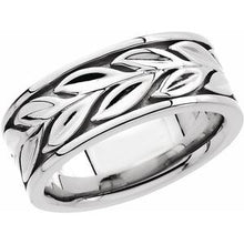 Charger l&#39;image dans la galerie, Sterling Silver 8 mm Leaf Design Band Size 7
