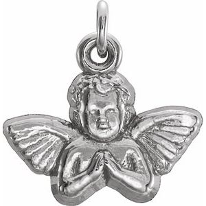 14K White 11x12 mm Angel Baby Pendant