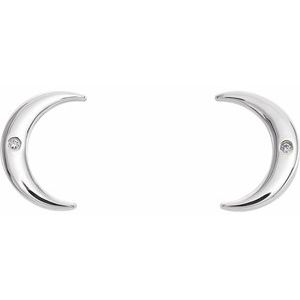 Sterling Silver .005 CTW Diamond Crescent Earrings