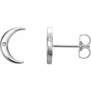 Sterling Silver .005 CTW Diamond Crescent Earrings