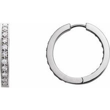 Load image into Gallery viewer, Platinum 3/4 CTW Diamond Inside-Outside 17.38 mm Hoop Earrings
