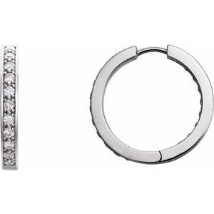 Platinum 3/4 CTW Diamond Inside-Outside 17.38 mm Hoop Earrings