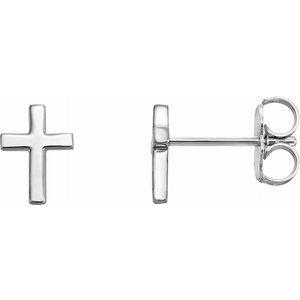 Sterling Silver 7.5 mm Cross Pair of Earrings