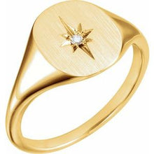 Charger l'image dans la galerie, Sterling Silver .02 CTW Diamond 11x10 Oval Starburst Signet Ring
