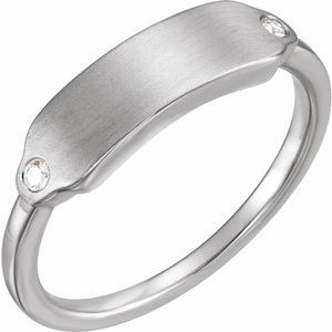 Sterling Silver .03 CTW Diamond 18x5 mm Rectangle Signet Ring