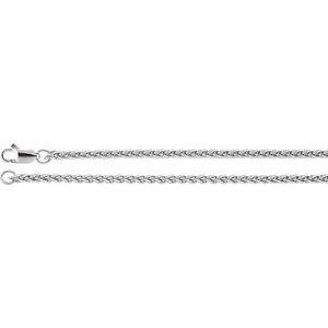 Rhodium-Plated Sterling Silver 2.4 mm Wheat 7