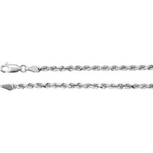 14K White 2.8 mm Diamond Cut Rope 24
