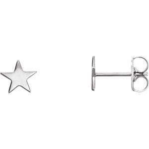 14K White Star Pair of Earrings