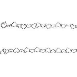 6 mm Sterling Silver Heart Link Chain