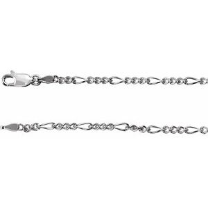 2.5 mm Sterling Silver Figaro Chain 