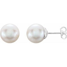 Load image into Gallery viewer, Sterling Silver 9.5-10 mm Freshwater Cultured Pearl Earrings
