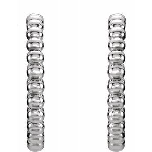 Sterling Silver 12 mm Beaded Hoop Earrings