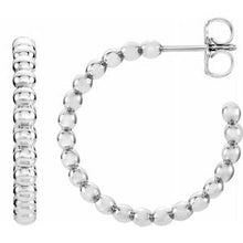 Charger l&#39;image dans la galerie, Sterling Silver 12 mm Beaded Hoop Earrings
