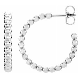 Sterling Silver 12 mm Beaded Hoop Earrings