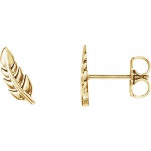 14K Yellow Leaf Earrings