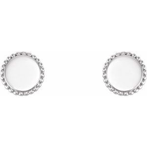 Sterling Silver Engravable Beaded Earrings
