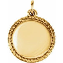 Load image into Gallery viewer, 18K Yellow Vermeil Engravable Round Rope Pendant

