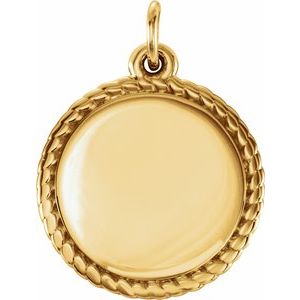 18K Yellow Vermeil Engravable Round Rope Pendant