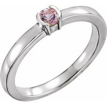Load image into Gallery viewer, Sterling Silver Pink Tourmaline Family Stackable Ring
