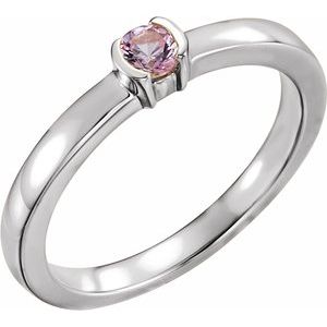 Sterling Silver Pink Tourmaline Family Stackable Ring