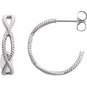 Sterling Silver 17x3.6 mm Rope Hoop Earrings